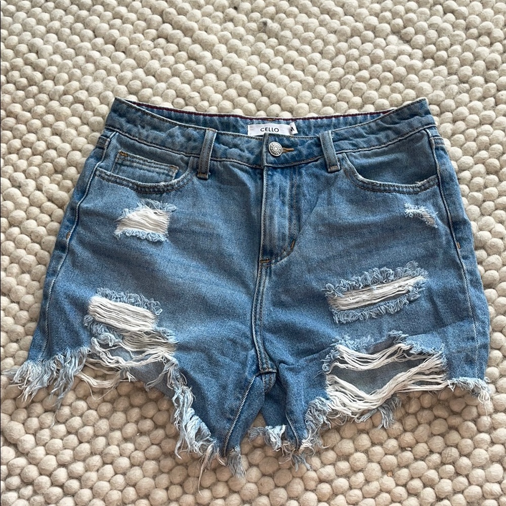 Cello Women's Distressed Blue Denim Shorts NWOT